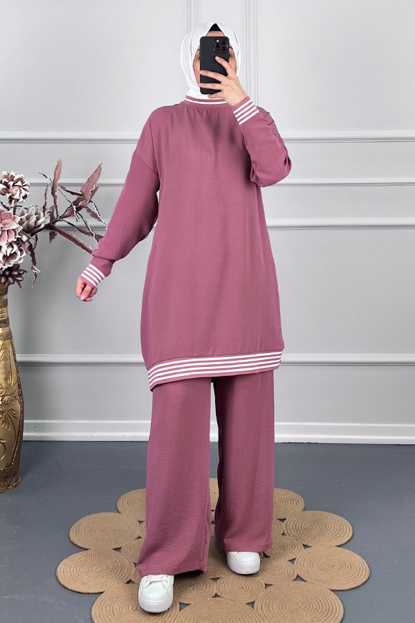 Ribanalı İkili Takim - Pembe Ribanalı İkili Takim - Pembe