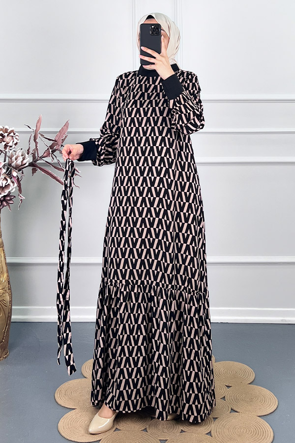 Ribanalı Pamuk Viskon Elbise