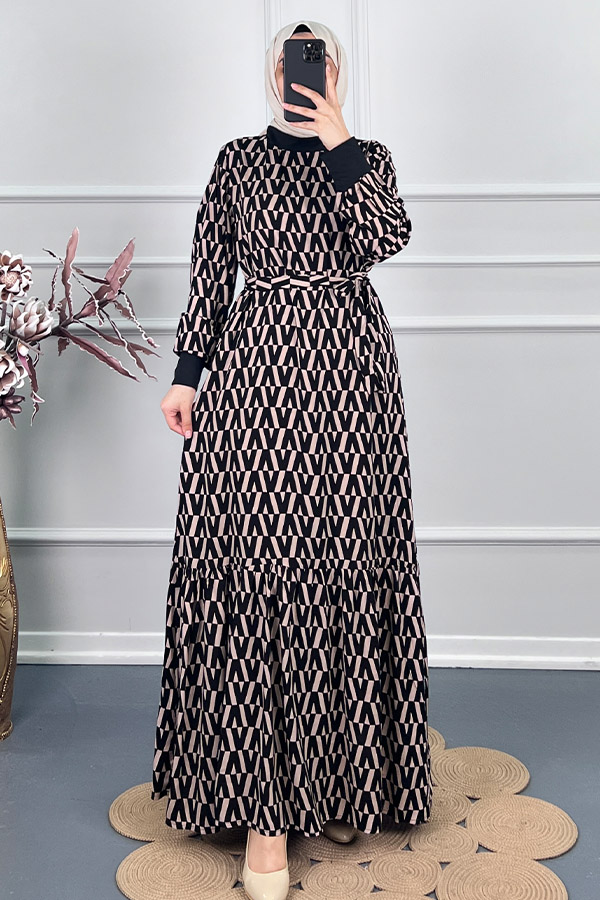 Ribanalı Pamuk Viskon Elbise