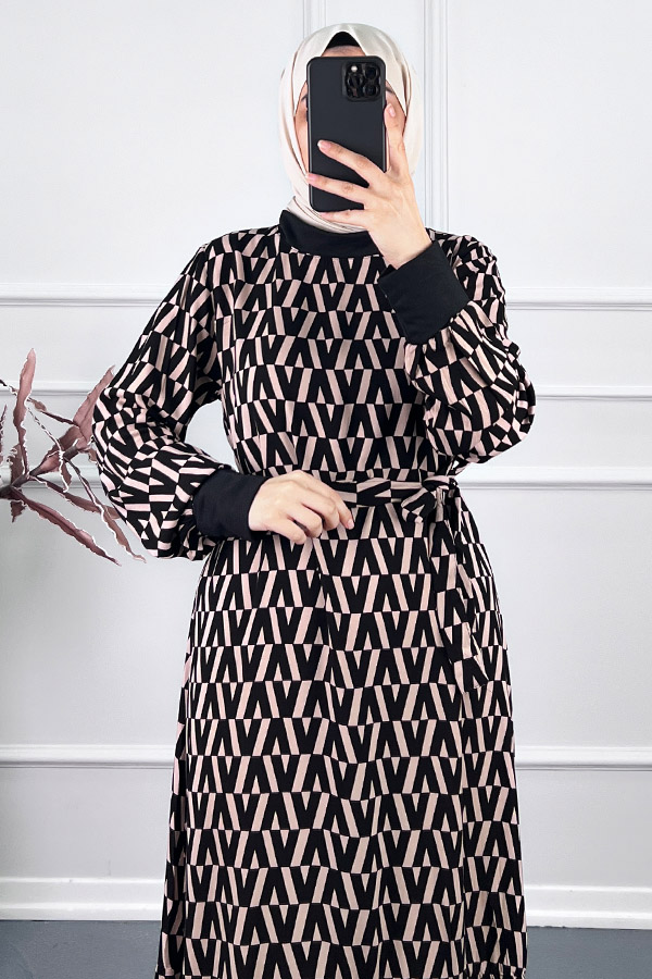 Ribanalı Pamuk Viskon Elbise