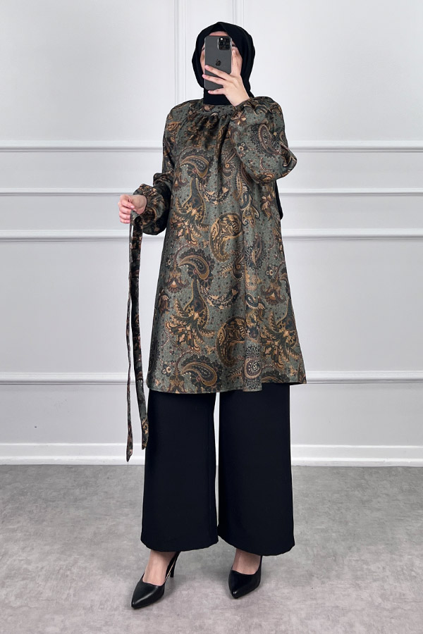 Şal Desenli İkili Takım - Haki