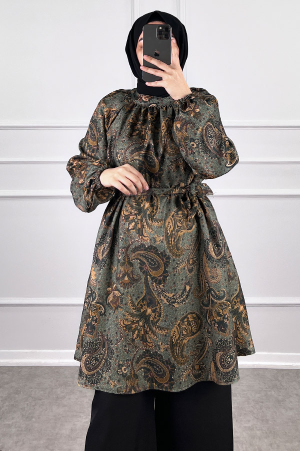 Şal Desenli İkili Takım - Haki