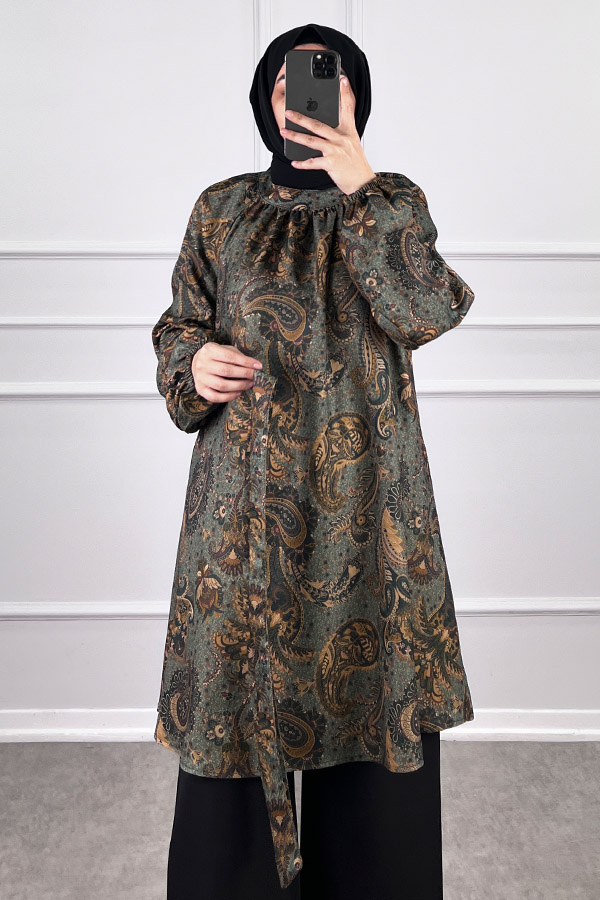 Şal Desenli İkili Takım - Haki