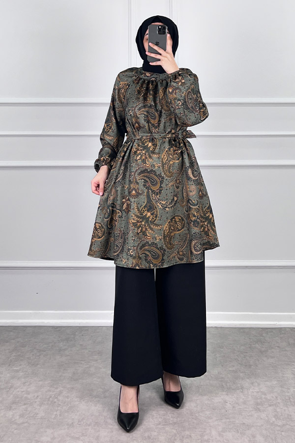 Şal Desenli İkili Takım - Haki