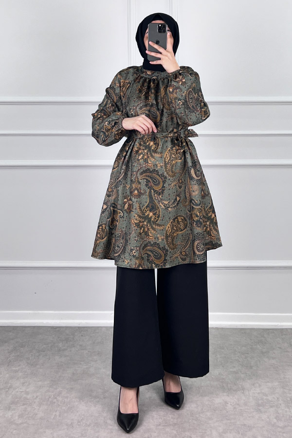 Şal Desenli İkili Takım - Haki