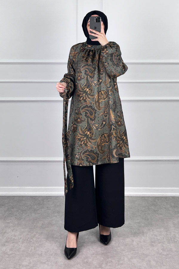 Şal Desenli İkili Takım - Haki