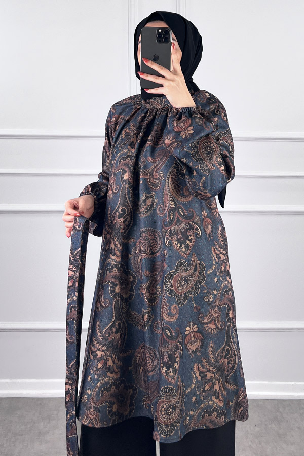 Şal Desenli İkili Takım - Lacivert