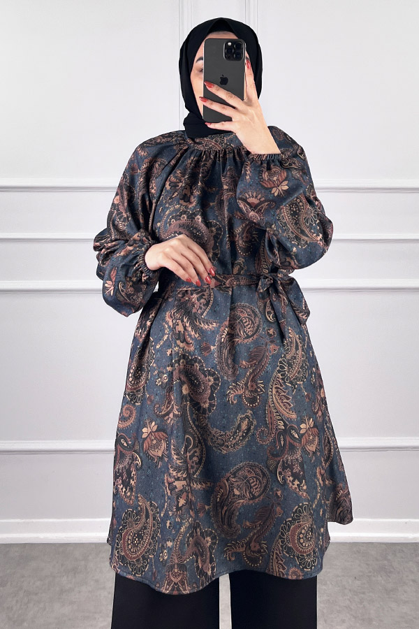 Şal Desenli İkili Takım - Lacivert