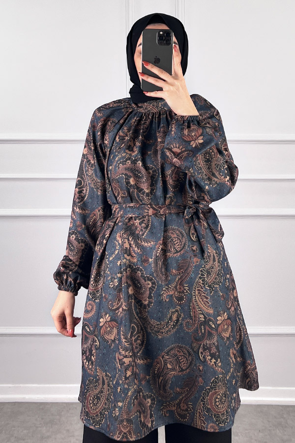 Şal Desenli İkili Takım - Lacivert