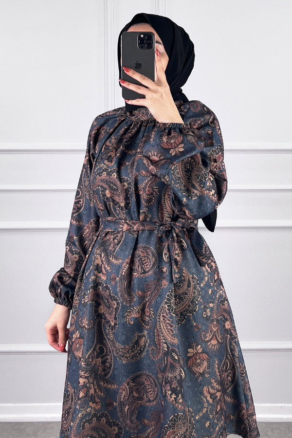 Şal Desenli İkili Takım - Lacivert