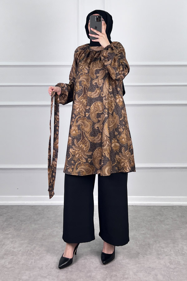 Şal Desenli İkili Takım - Siyah