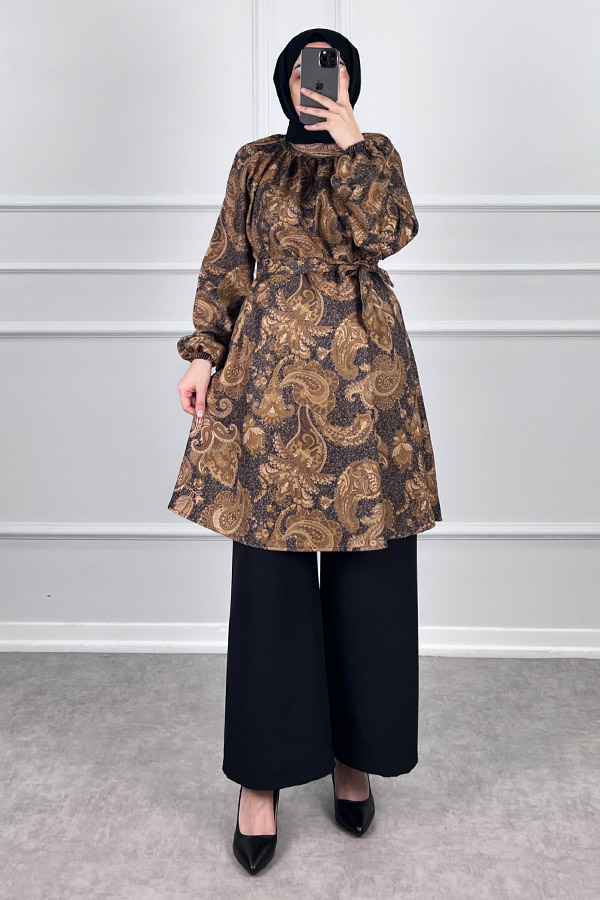 Şal Desenli İkili Takım - Siyah