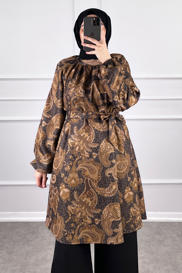 Şal Desenli İkili Takım - Siyah