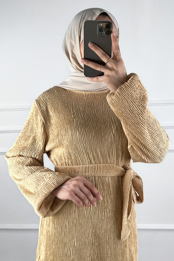 Scuba Kumaş Elbise - Gold Scuba Kumaş Elbise - Gold