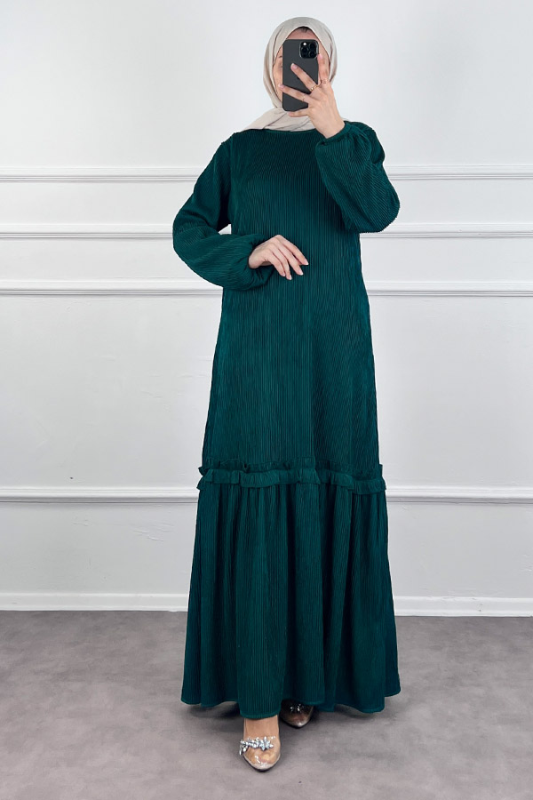 Scuba Kumaş Elbise - Zümrüt Yeşili