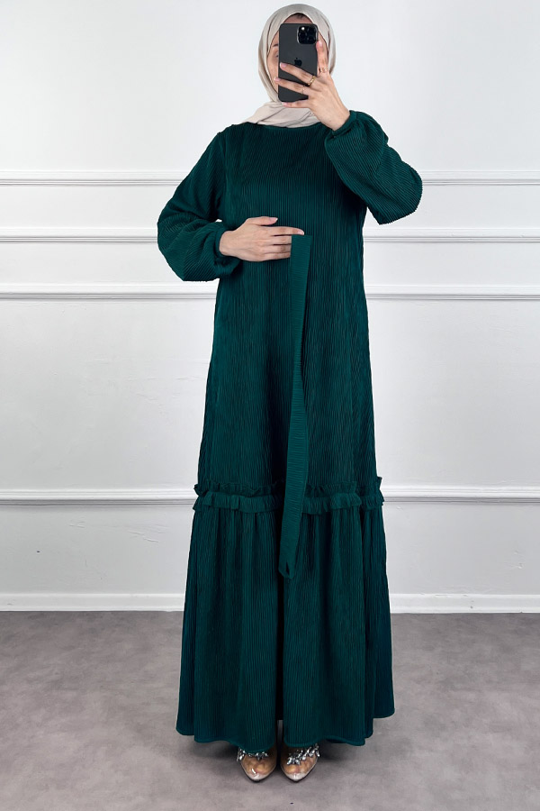 Scuba Kumaş Elbise - Zümrüt Yeşili