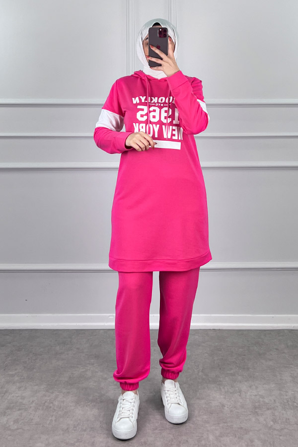 Şerit Detaylı Spor Takım - Pembe Şerit Detaylı Spor Takım - Pembe