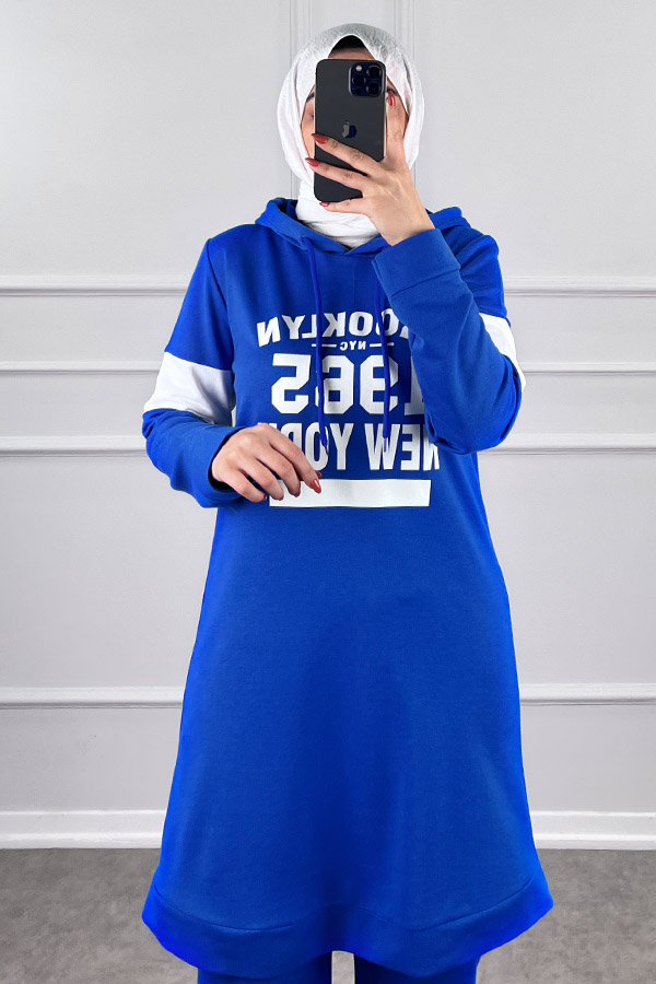 Şerit Detaylı Spor Takım - Saks Mavisi Şerit Detaylı Spor Takım - Saks Mavisi