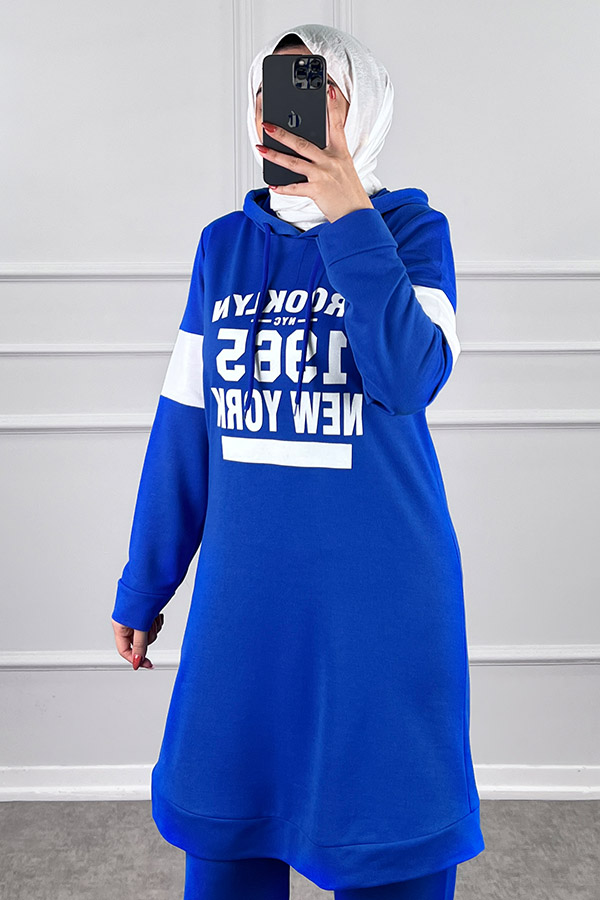 Şerit Detaylı Spor Takım - Saks Mavisi Şerit Detaylı Spor Takım - Saks Mavisi