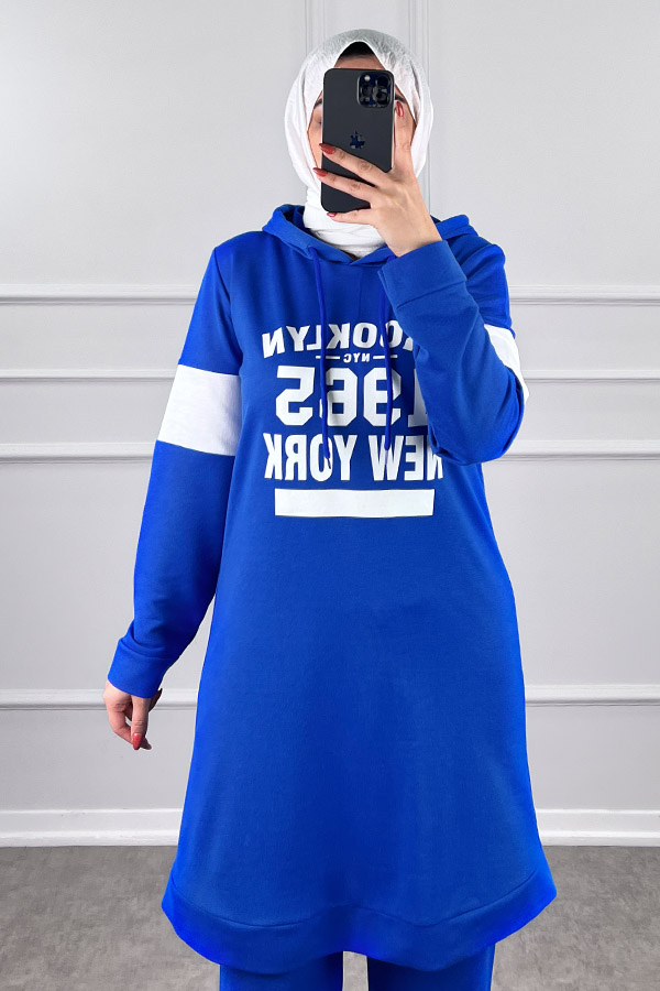 Şerit Detaylı Spor Takım - Saks Mavisi Şerit Detaylı Spor Takım - Saks Mavisi