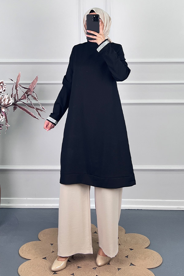 Şerit Detaylı Tunik - Siyah Şerit Detaylı Tunik - Siyah
