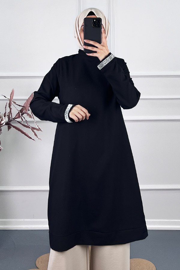 Şerit Detaylı Tunik - Siyah Şerit Detaylı Tunik - Siyah