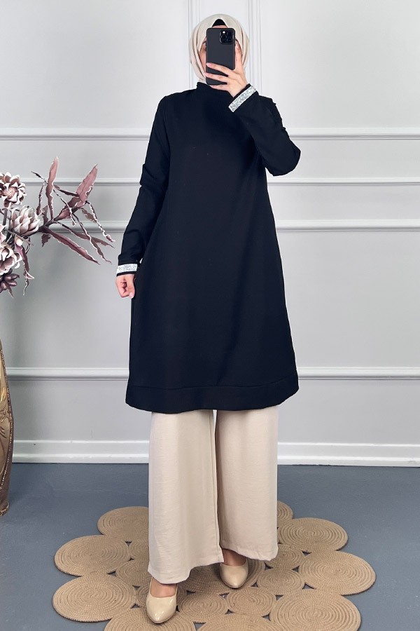 Şerit Detaylı Tunik - Siyah Şerit Detaylı Tunik - Siyah