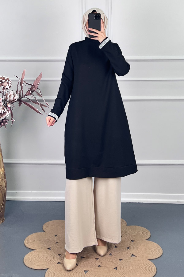 Şerit Detaylı Tunik - Siyah Şerit Detaylı Tunik - Siyah