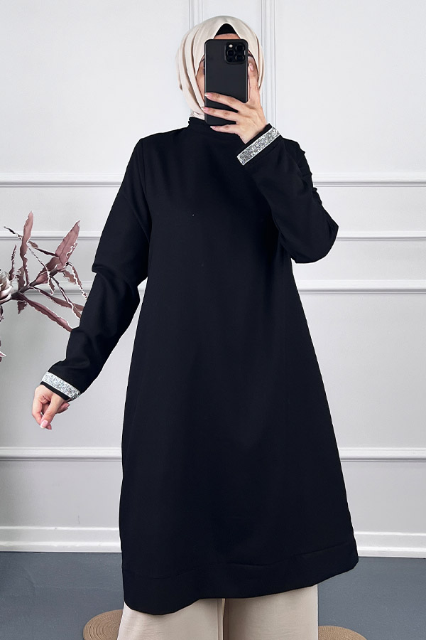 Şerit Detaylı Tunik - Siyah Şerit Detaylı Tunik - Siyah