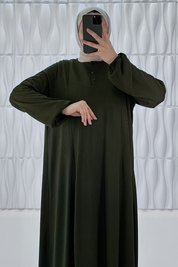 Simetrik Begonya Elbise - Haki