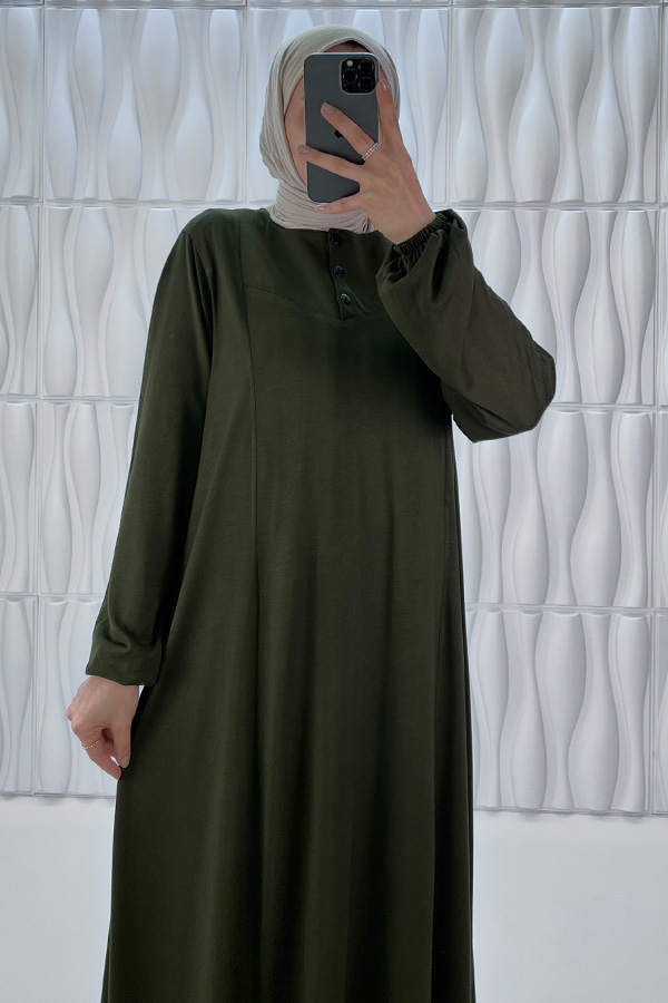 Simetrik Begonya Elbise - Haki