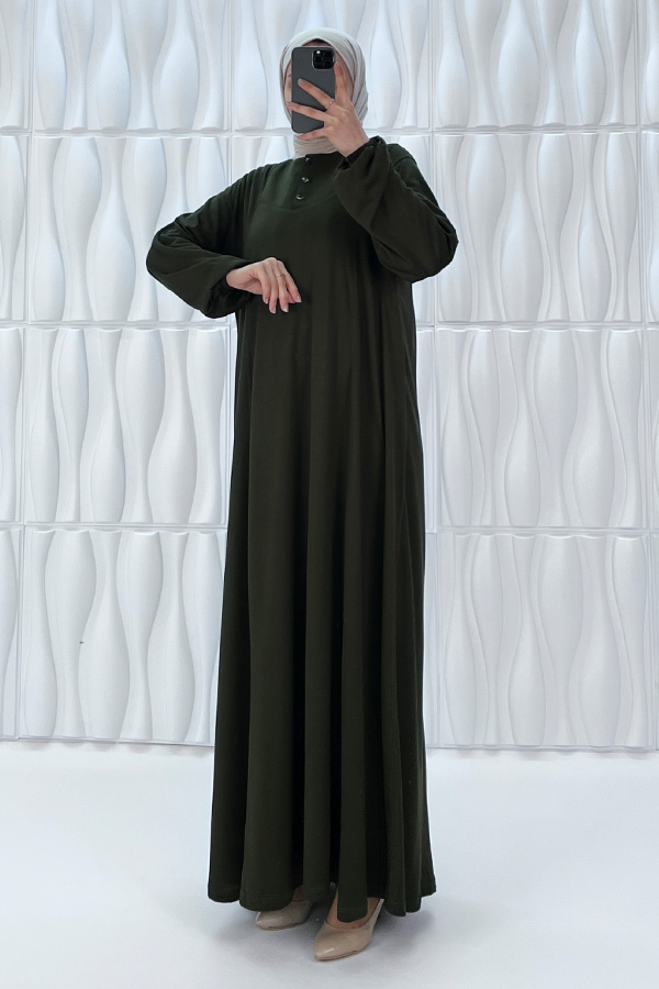 Simetrik Begonya Elbise - Haki