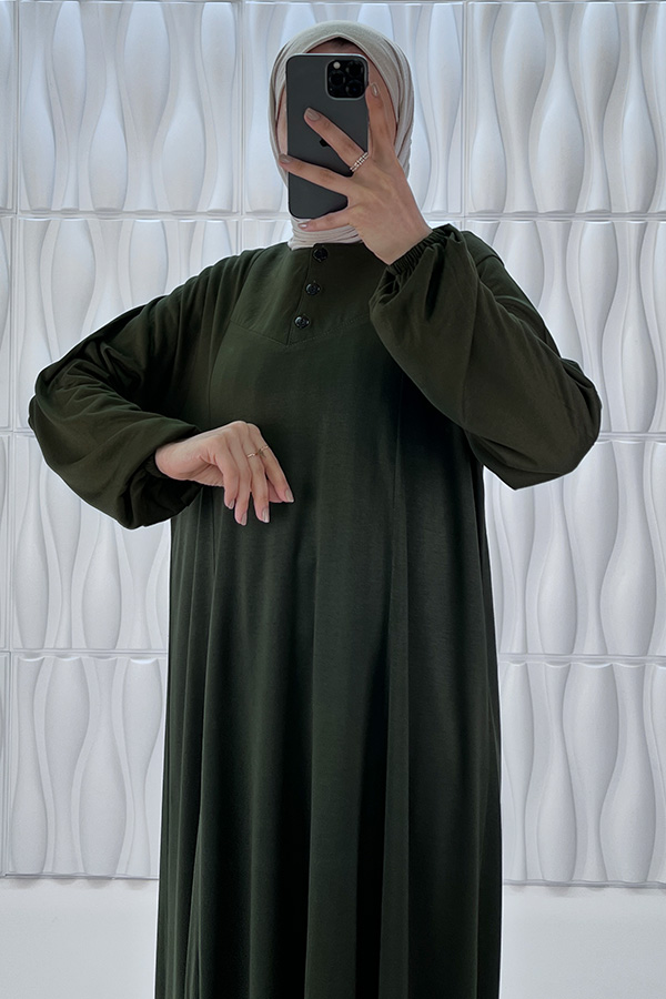 Simetrik Begonya Elbise - Haki