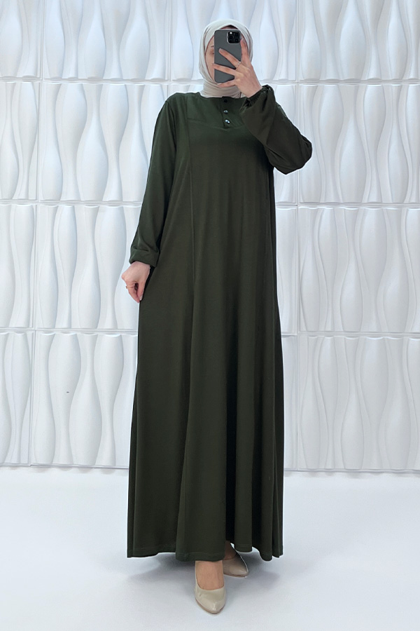 Simetrik Begonya Elbise - Haki