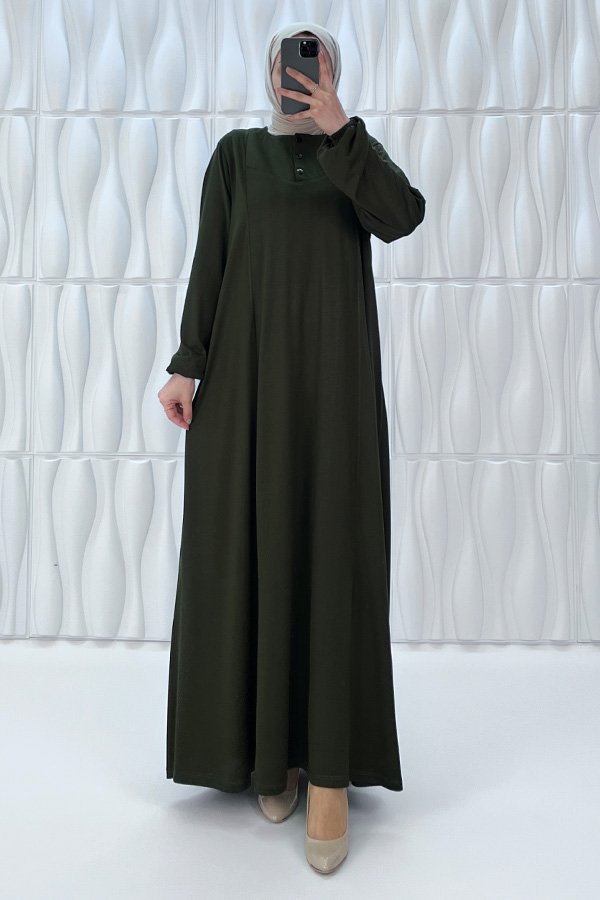 Simetrik Begonya Elbise - Haki