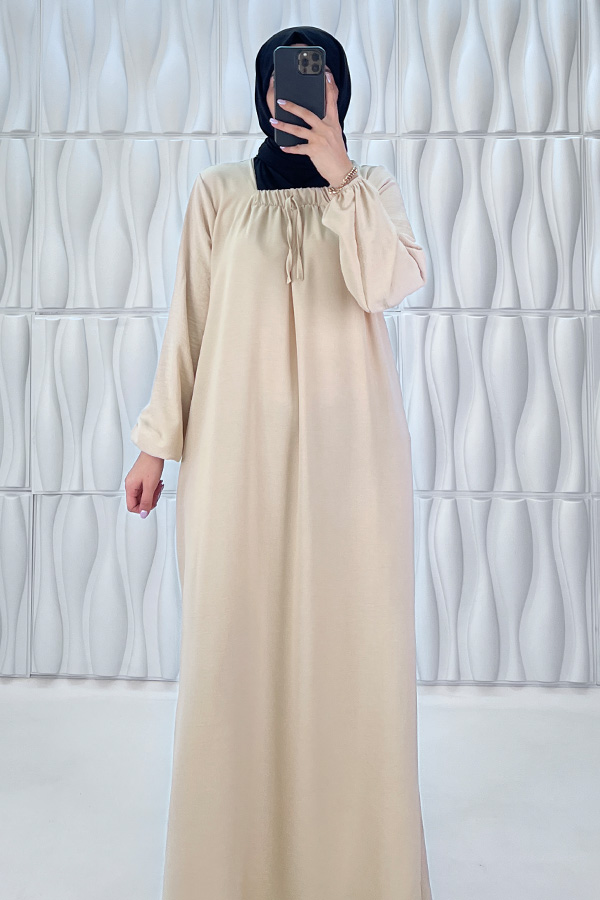 Tesettür Ferace Elbise - Bej