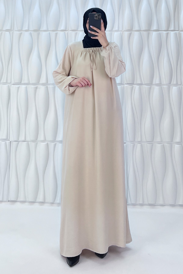 Tesettür Ferace Elbise - Bej