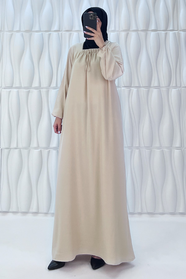 Tesettür Ferace Elbise - Bej
