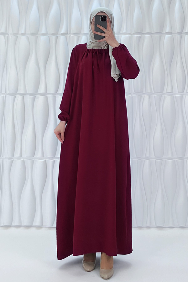 Tesettür Ferace Elbise - Bordo