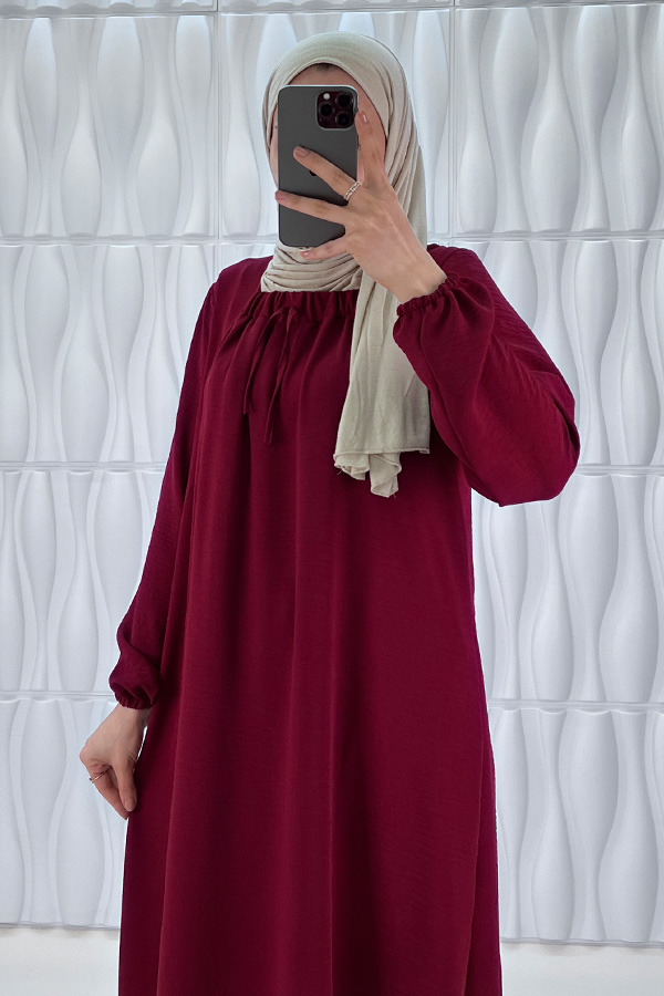 Tesettür Ferace Elbise - Bordo