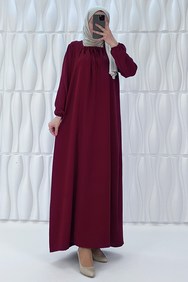 Tesettür Ferace Elbise - Bordo