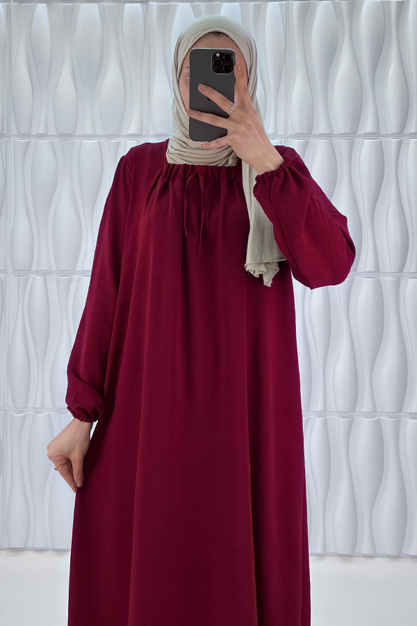 Tesettür Ferace Elbise - Bordo