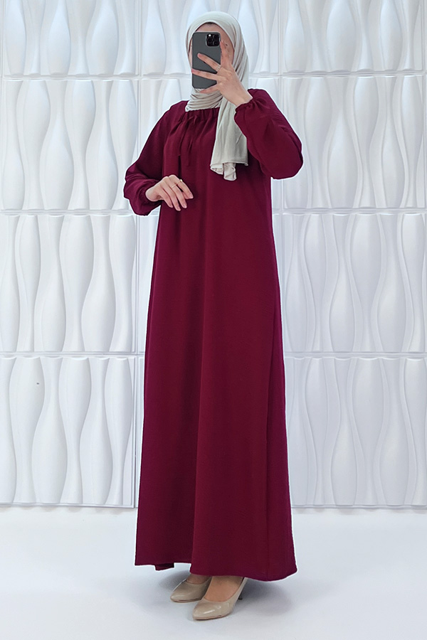 Tesettür Ferace Elbise - Bordo