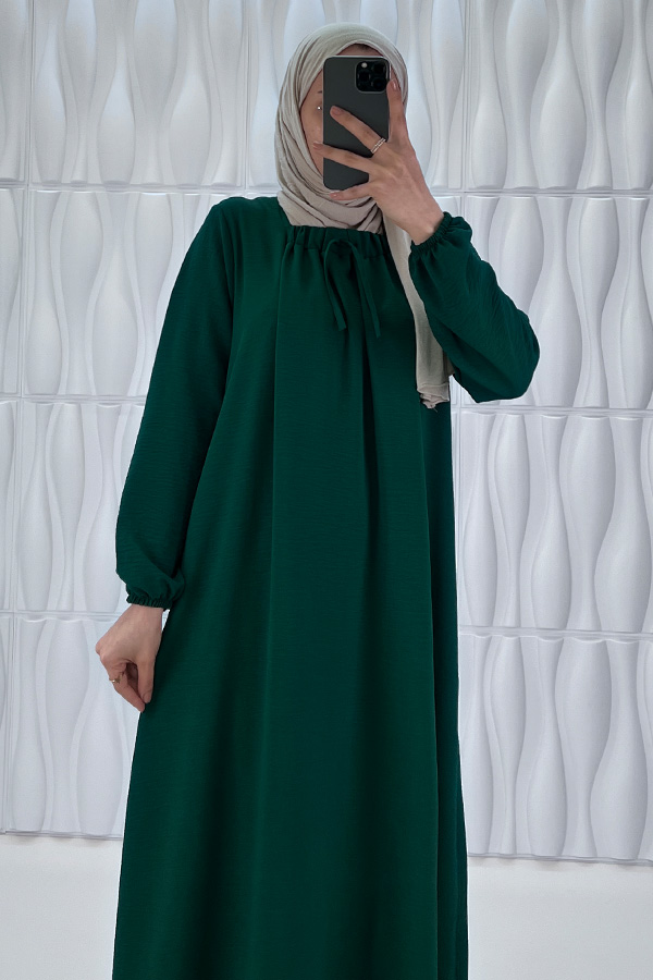 Tesettür Ferace Elbise - Çam Yeşili