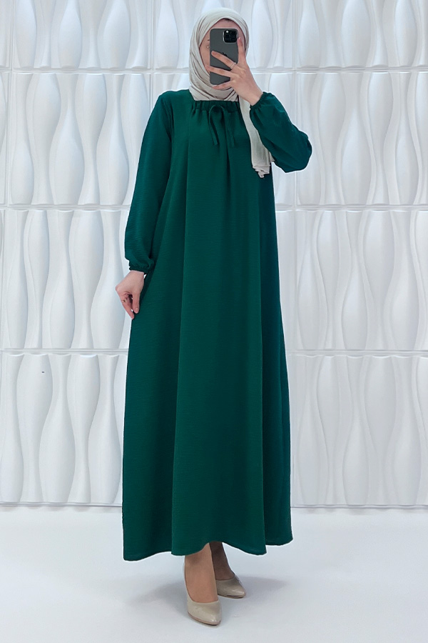 Tesettür Ferace Elbise - Çam Yeşili