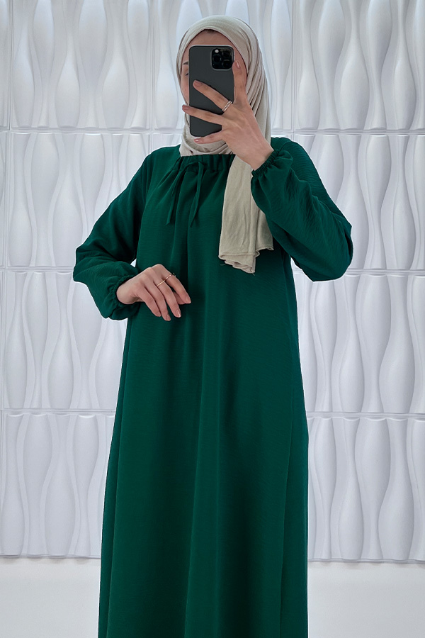 Tesettür Ferace Elbise - Çam Yeşili
