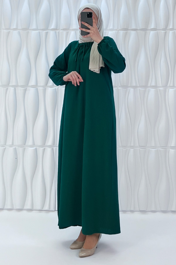 Tesettür Ferace Elbise - Çam Yeşili