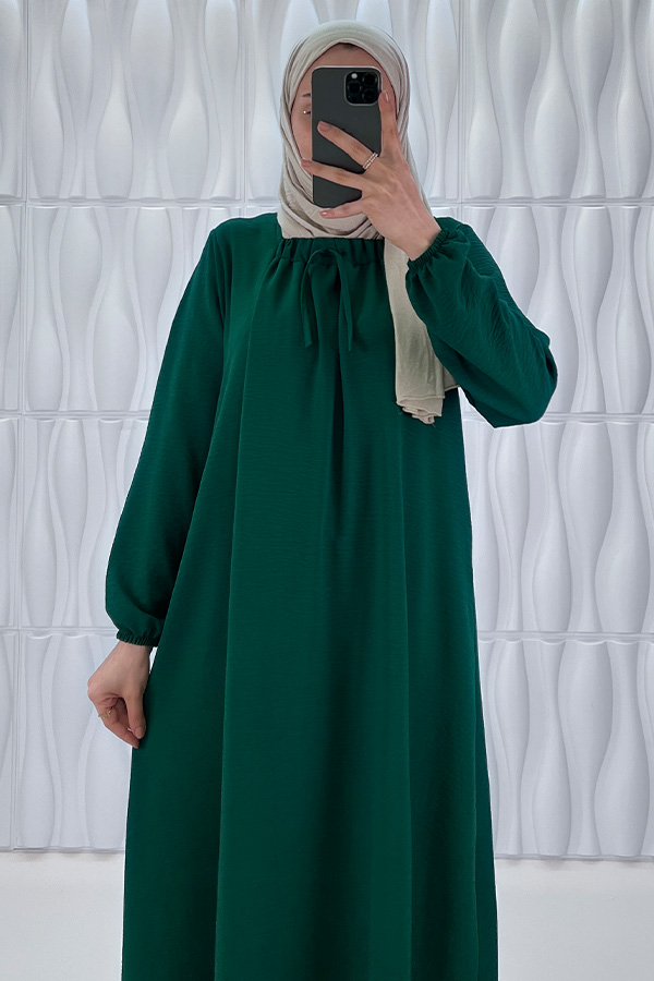 Tesettür Ferace Elbise - Çam Yeşili