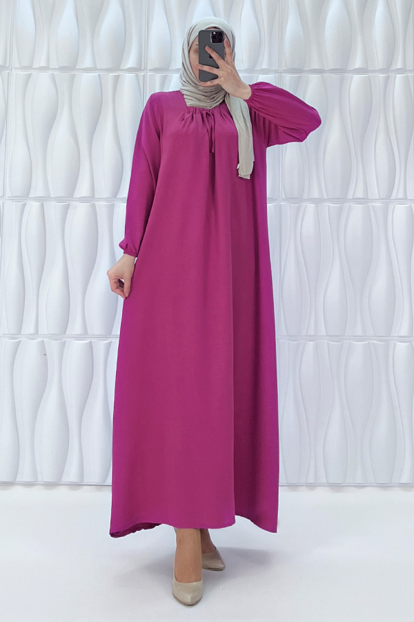 Tesettür Ferace Elbise - Gül Kurusu