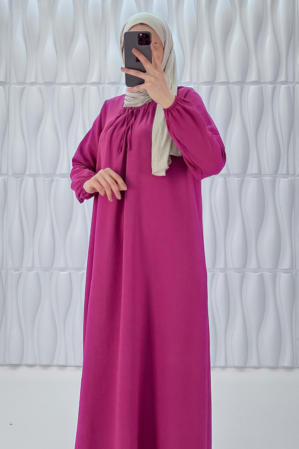 Tesettür Ferace Elbise - Gül Kurusu